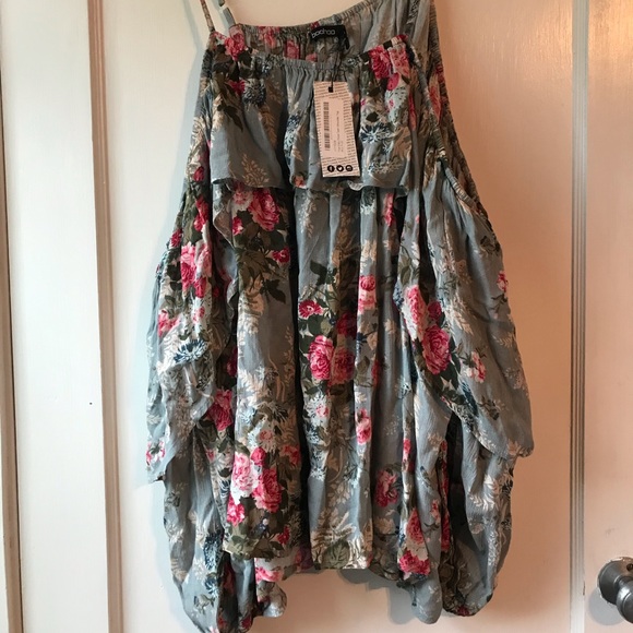 Floral Open Shoulder Top - Picture 3 of 4